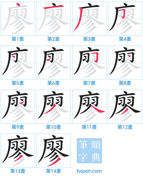 廖筆畫|「廖」意思、注音、部首、筆畫查詢，廖造詞